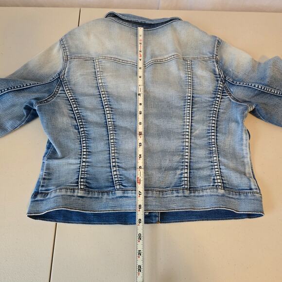 Jessica Simpson Cropped Jean Jacket Women's L Blue Acid Wash - Picture 10 of 16